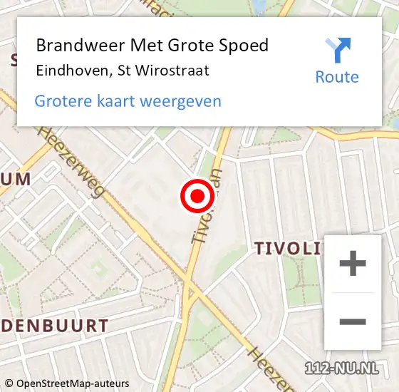 Locatie op kaart van de 112 melding: Brandweer Met Grote Spoed Naar Eindhoven, St Wirostraat op 7 november 2022 14:43