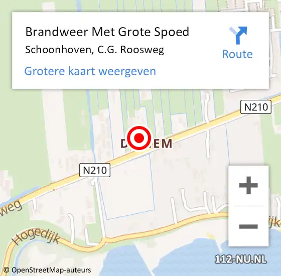 Locatie op kaart van de 112 melding: Brandweer Met Grote Spoed Naar Schoonhoven, C.G. Roosweg op 7 november 2022 14:44