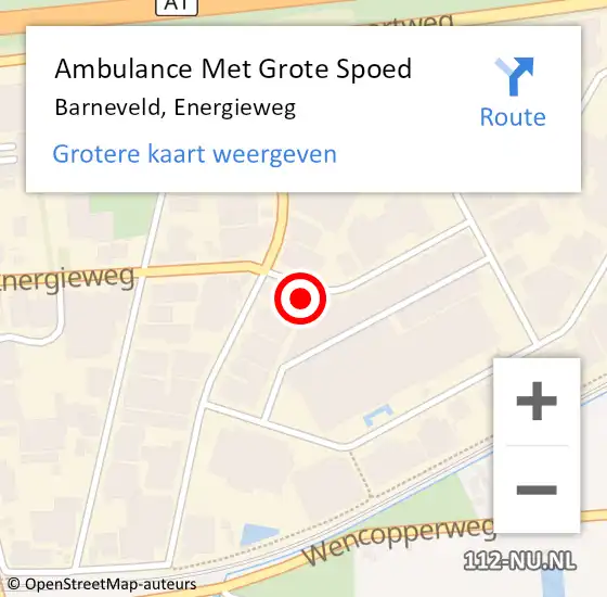 Locatie op kaart van de 112 melding: Ambulance Met Grote Spoed Naar Barneveld, Energieweg op 7 november 2022 14:49