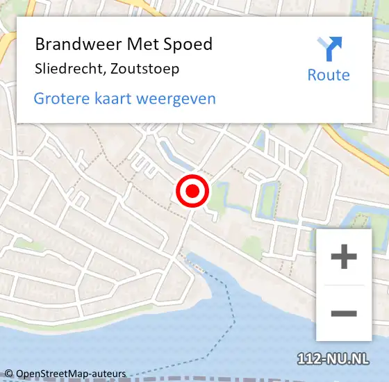 Locatie op kaart van de 112 melding: Brandweer Met Spoed Naar Sliedrecht, Zoutstoep op 7 november 2022 14:56