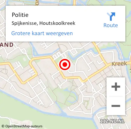 Locatie op kaart van de 112 melding: Politie Spijkenisse, Houtskoolkreek op 7 november 2022 15:13