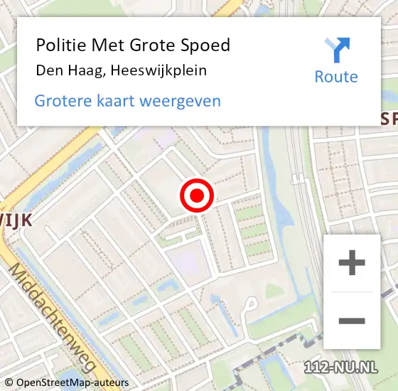 Locatie op kaart van de 112 melding: Politie Met Grote Spoed Naar Den Haag, Heeswijkplein op 7 november 2022 15:17