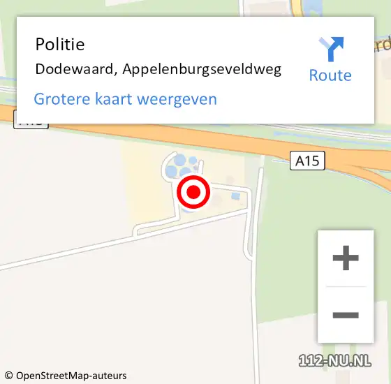 Locatie op kaart van de 112 melding: Politie Dodewaard, Appelenburgseveldweg op 7 november 2022 15:24