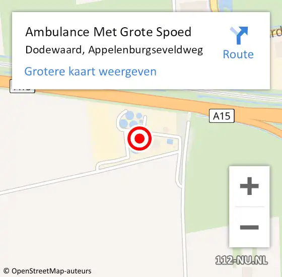 Locatie op kaart van de 112 melding: Ambulance Met Grote Spoed Naar Dodewaard, Appelenburgseveldweg op 7 november 2022 15:25