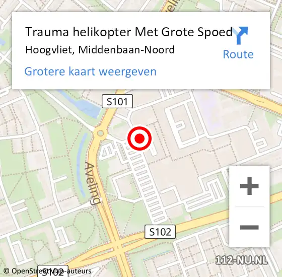 Locatie op kaart van de 112 melding: Trauma helikopter Met Grote Spoed Naar Hoogvliet, Middenbaan-Noord op 7 november 2022 15:26