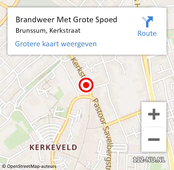 Locatie op kaart van de 112 melding: Brandweer Met Grote Spoed Naar Brunssum, Kerkstraat op 7 november 2022 15:59