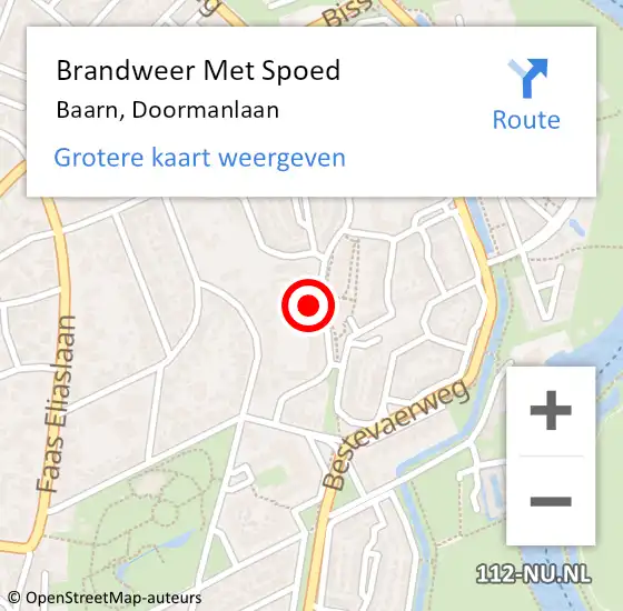 Locatie op kaart van de 112 melding: Brandweer Met Spoed Naar Baarn, Doormanlaan op 7 november 2022 16:02