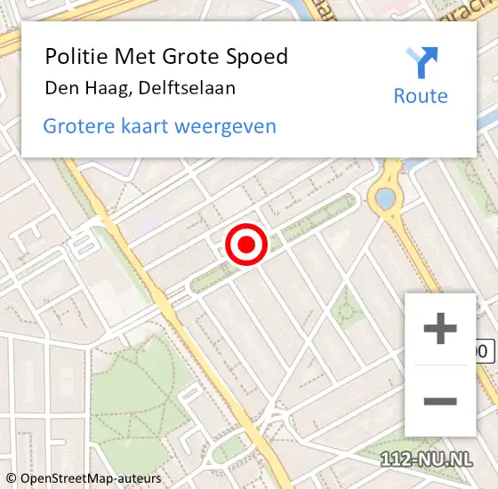 Locatie op kaart van de 112 melding: Politie Met Grote Spoed Naar Den Haag, Delftselaan op 7 november 2022 16:09