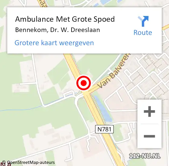 Locatie op kaart van de 112 melding: Ambulance Met Grote Spoed Naar Bennekom, Dr. W. Dreeslaan op 7 november 2022 16:16