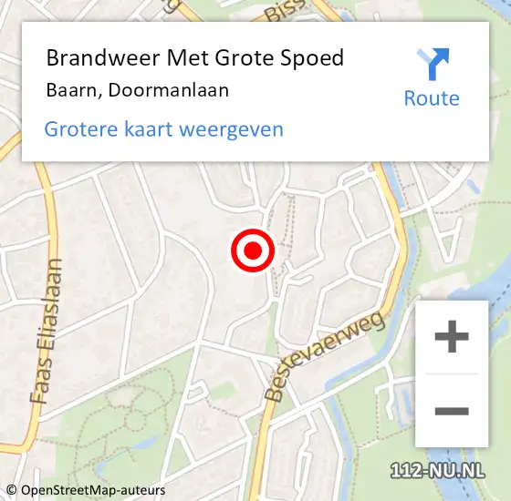 Locatie op kaart van de 112 melding: Brandweer Met Grote Spoed Naar Baarn, Doormanlaan op 7 november 2022 16:24