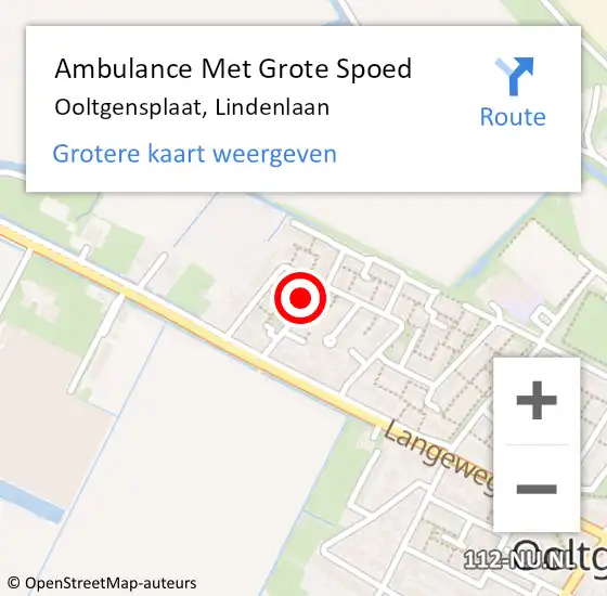 Locatie op kaart van de 112 melding: Ambulance Met Grote Spoed Naar Ooltgensplaat, Lindenlaan op 7 november 2022 16:34