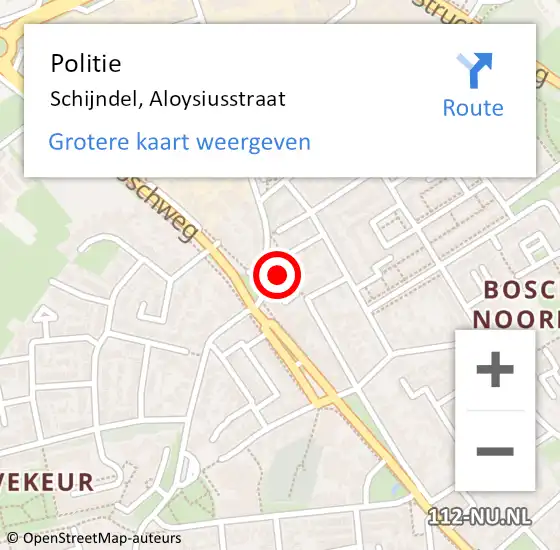 Locatie op kaart van de 112 melding: Politie Schijndel, Aloysiusstraat op 7 november 2022 16:48