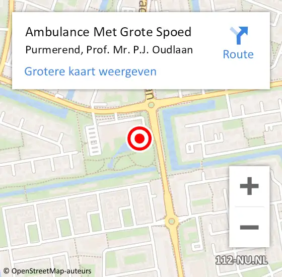 Locatie op kaart van de 112 melding: Ambulance Met Grote Spoed Naar Purmerend, Prof. Mr. P.J. Oudlaan op 7 november 2022 16:55