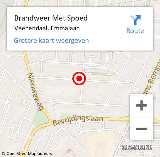 Locatie op kaart van de 112 melding: Brandweer Met Spoed Naar Veenendaal, Emmalaan op 7 november 2022 16:59