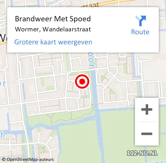 Locatie op kaart van de 112 melding: Brandweer Met Spoed Naar Wormer, Wandelaarstraat op 7 november 2022 17:00