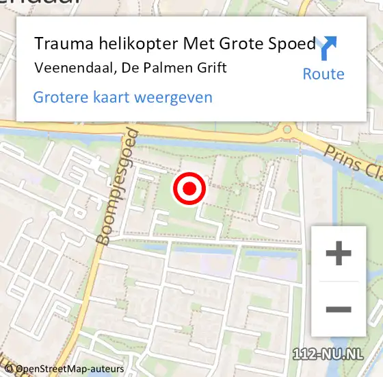 Locatie op kaart van de 112 melding: Trauma helikopter Met Grote Spoed Naar Veenendaal, De Palmen Grift op 7 november 2022 17:11