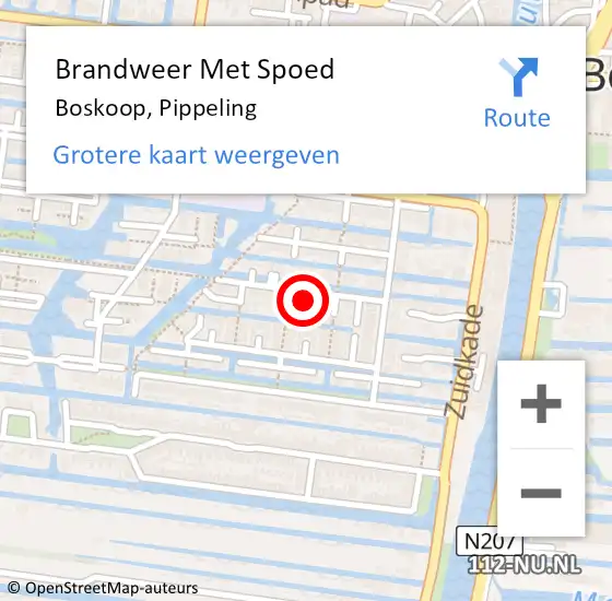 Locatie op kaart van de 112 melding: Brandweer Met Spoed Naar Boskoop, Pippeling op 7 november 2022 17:30