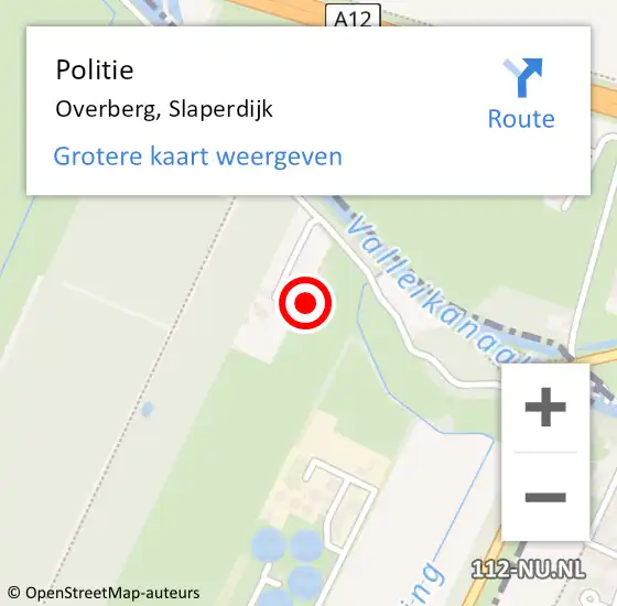 Locatie op kaart van de 112 melding: Politie Overberg, Slaperdijk op 7 november 2022 17:38