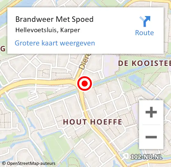 Locatie op kaart van de 112 melding: Brandweer Met Spoed Naar Hellevoetsluis, Karper op 7 november 2022 18:16