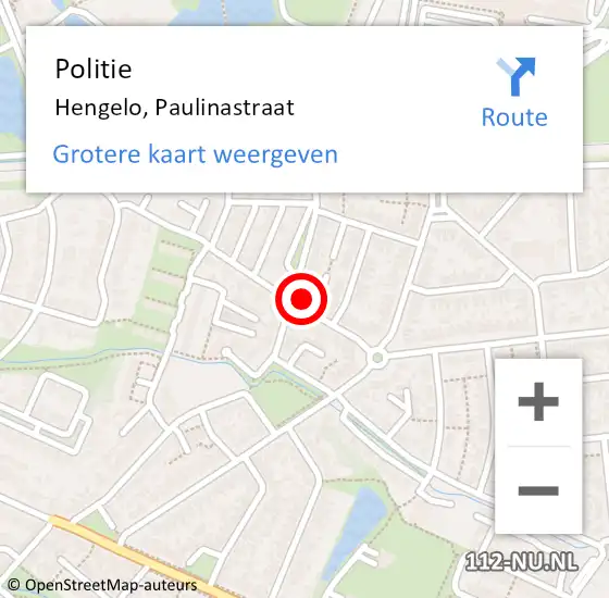 Locatie op kaart van de 112 melding: Politie Hengelo, Paulinastraat op 7 november 2022 18:17