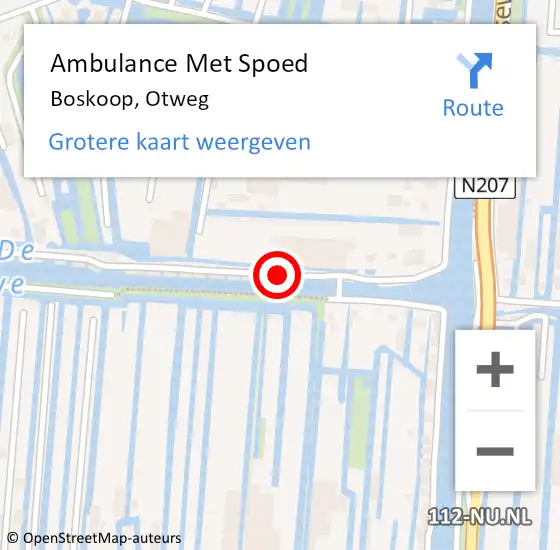 Locatie op kaart van de 112 melding: Ambulance Met Spoed Naar Boskoop, Otweg op 7 november 2022 18:29