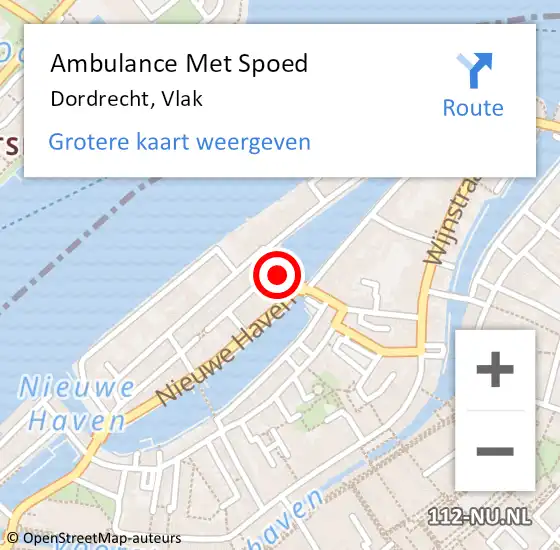 Locatie op kaart van de 112 melding: Ambulance Met Spoed Naar Dordrecht, Vlak op 7 november 2022 18:38