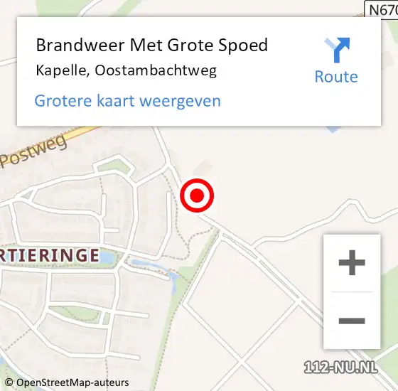 Locatie op kaart van de 112 melding: Brandweer Met Grote Spoed Naar Kapelle, Oostambachtweg op 7 november 2022 18:40