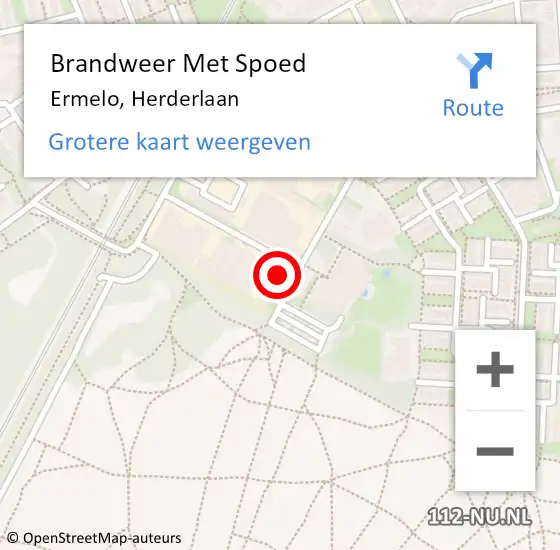 Locatie op kaart van de 112 melding: Brandweer Met Spoed Naar Ermelo, Herderlaan op 7 november 2022 18:47