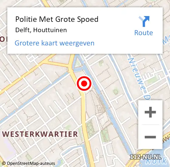 Locatie op kaart van de 112 melding: Politie Met Grote Spoed Naar Delft, Houttuinen op 7 november 2022 18:54