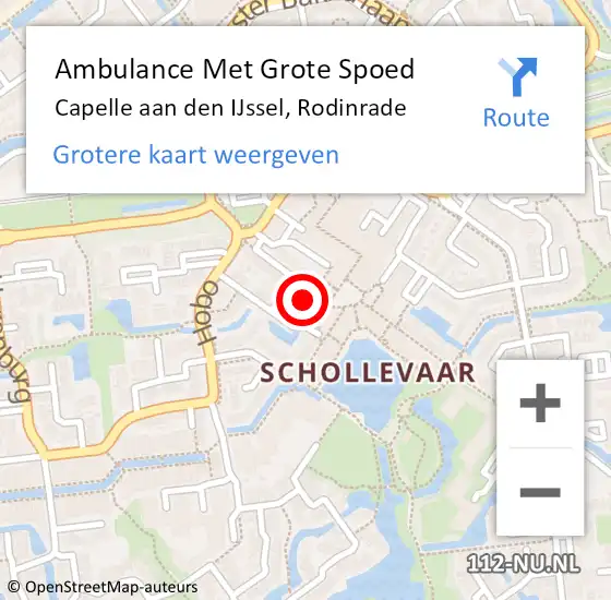 Locatie op kaart van de 112 melding: Ambulance Met Grote Spoed Naar Capelle aan den IJssel, Rodinrade op 7 november 2022 19:07