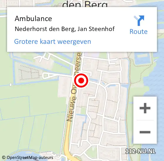 Locatie op kaart van de 112 melding: Ambulance Nederhorst den Berg, Jan Steenhof op 4 augustus 2014 09:57