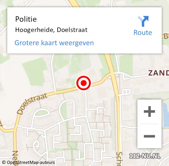 Locatie op kaart van de 112 melding: Politie Hoogerheide, Doelstraat op 7 november 2022 19:40