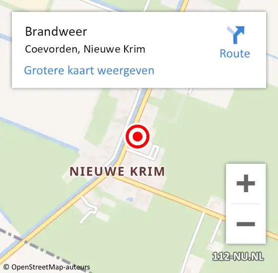 Locatie op kaart van de 112 melding: Brandweer Coevorden, Nieuwe Krim op 7 november 2022 19:45