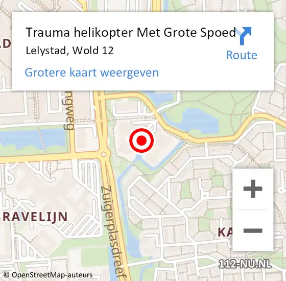 Locatie op kaart van de 112 melding: Trauma helikopter Met Grote Spoed Naar Lelystad, Wold 12 op 7 november 2022 19:53