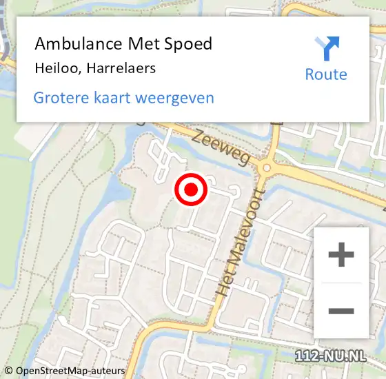 Locatie op kaart van de 112 melding: Ambulance Met Spoed Naar Heiloo, Harrelaers op 7 november 2022 19:54