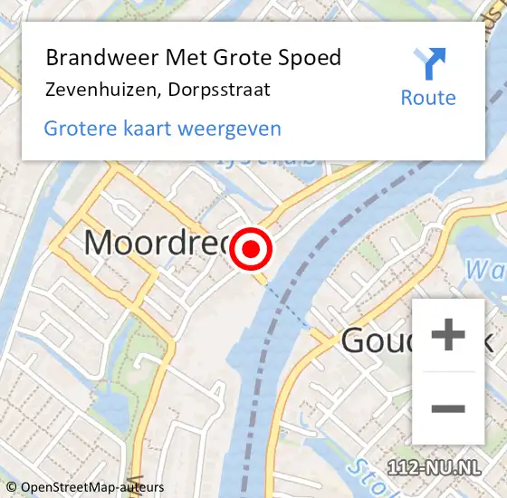 Locatie op kaart van de 112 melding: Brandweer Met Grote Spoed Naar Zevenhuizen, Dorpsstraat op 7 november 2022 20:55