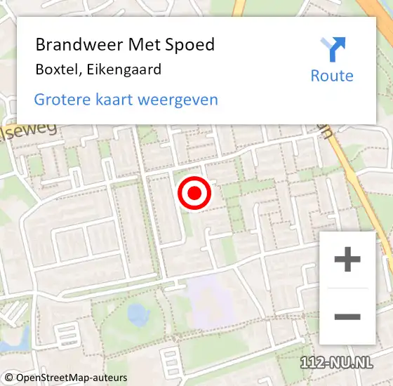 Locatie op kaart van de 112 melding: Brandweer Met Spoed Naar Boxtel, Eikengaard op 7 november 2022 21:08