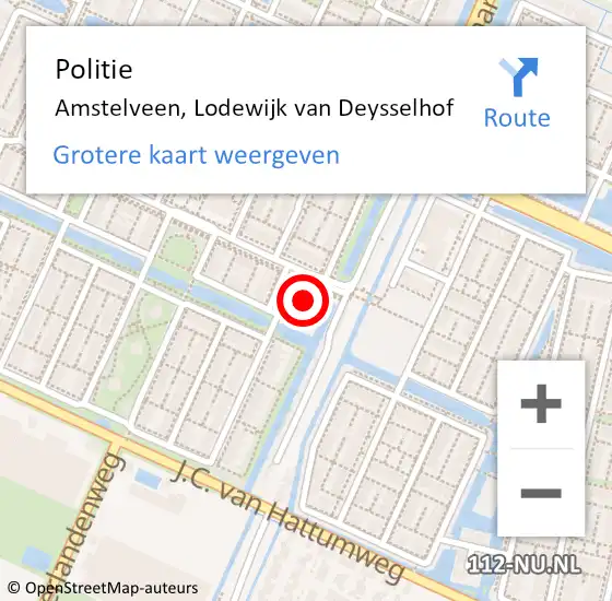 Locatie op kaart van de 112 melding: Politie Amstelveen, Lodewijk van Deysselhof op 7 november 2022 21:22