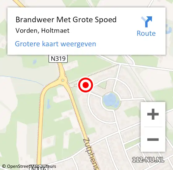 Locatie op kaart van de 112 melding: Brandweer Met Grote Spoed Naar Vorden, Holtmaet op 7 november 2022 21:31