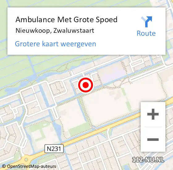 Locatie op kaart van de 112 melding: Ambulance Met Grote Spoed Naar Nieuwkoop, Zwaluwstaart op 7 november 2022 22:22