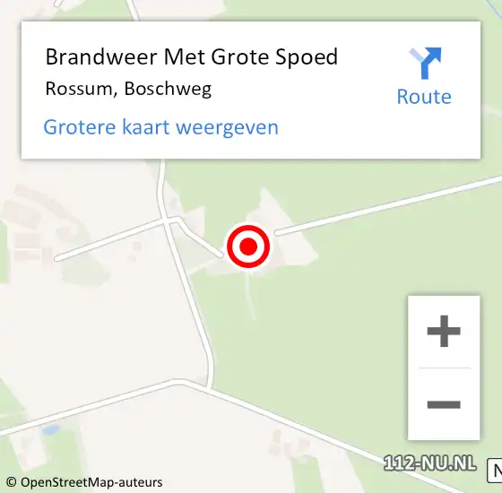 Locatie op kaart van de 112 melding: Brandweer Met Grote Spoed Naar Rossum, Boschweg op 7 november 2022 22:23