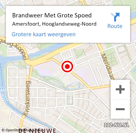 Locatie op kaart van de 112 melding: Brandweer Met Grote Spoed Naar Amersfoort, Hooglandseweg-Noord op 7 november 2022 23:42