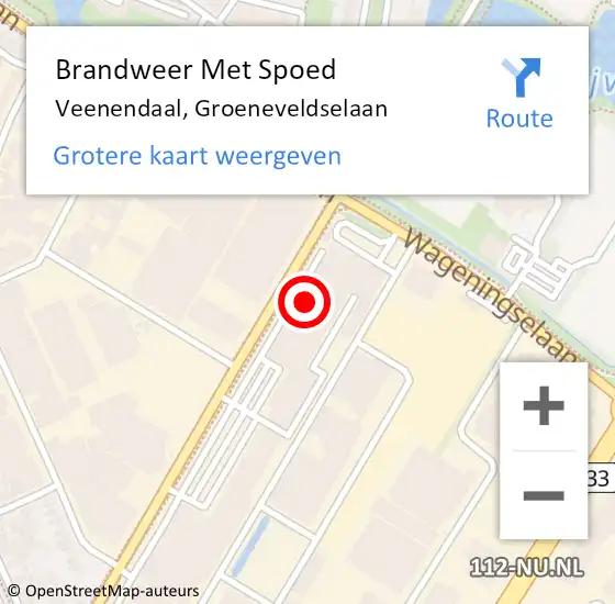 Locatie op kaart van de 112 melding: Brandweer Met Spoed Naar Veenendaal, Groeneveldselaan op 7 november 2022 23:52