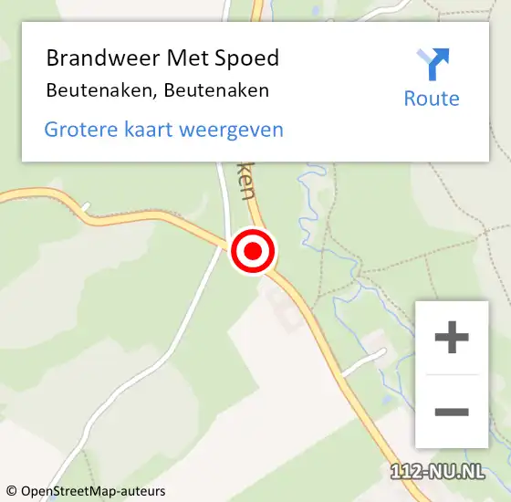 Locatie op kaart van de 112 melding: Brandweer Met Spoed Naar Beutenaken, Beutenaken op 7 november 2022 23:54