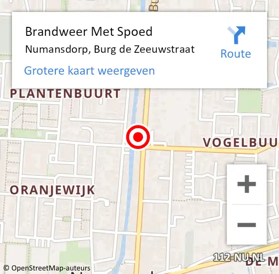 Locatie op kaart van de 112 melding: Brandweer Met Spoed Naar Numansdorp, Burg de Zeeuwstraat op 7 november 2022 23:54