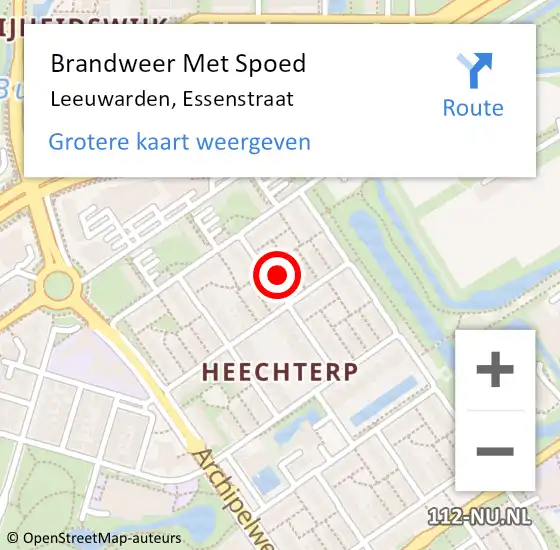 Locatie op kaart van de 112 melding: Brandweer Met Spoed Naar Leeuwarden, Essenstraat op 8 november 2022 00:46