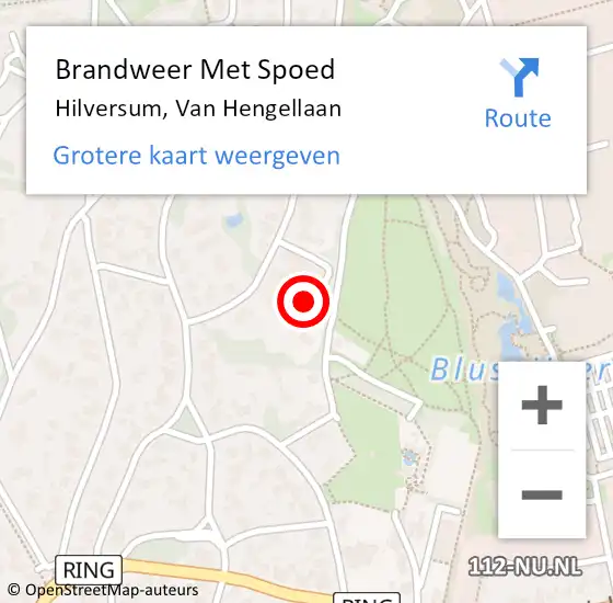 Locatie op kaart van de 112 melding: Brandweer Met Spoed Naar Hilversum, Van Hengellaan op 8 november 2022 00:53