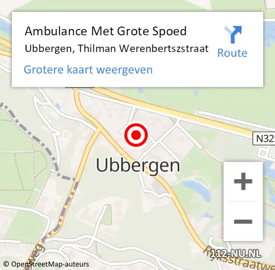 Locatie op kaart van de 112 melding: Ambulance Met Grote Spoed Naar Ubbergen, Thilman Werenbertszstraat op 8 november 2022 01:21