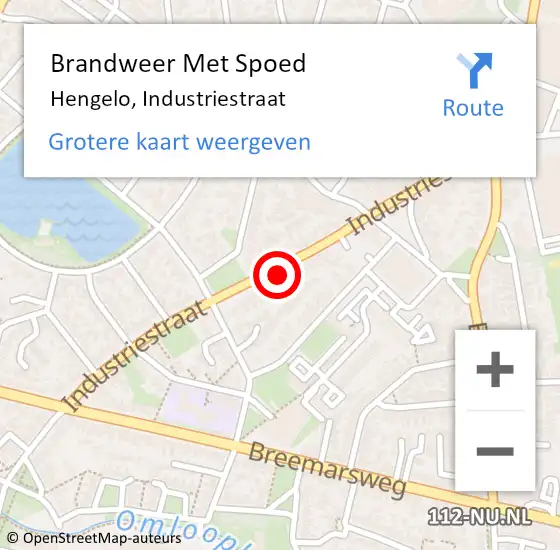 Locatie op kaart van de 112 melding: Brandweer Met Spoed Naar Hengelo, Industriestraat op 8 november 2022 01:39