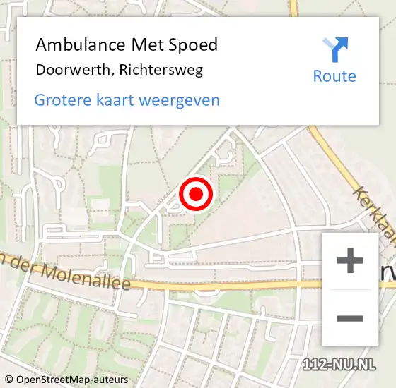 Locatie op kaart van de 112 melding: Ambulance Met Spoed Naar Doorwerth, Richtersweg op 8 november 2022 01:59